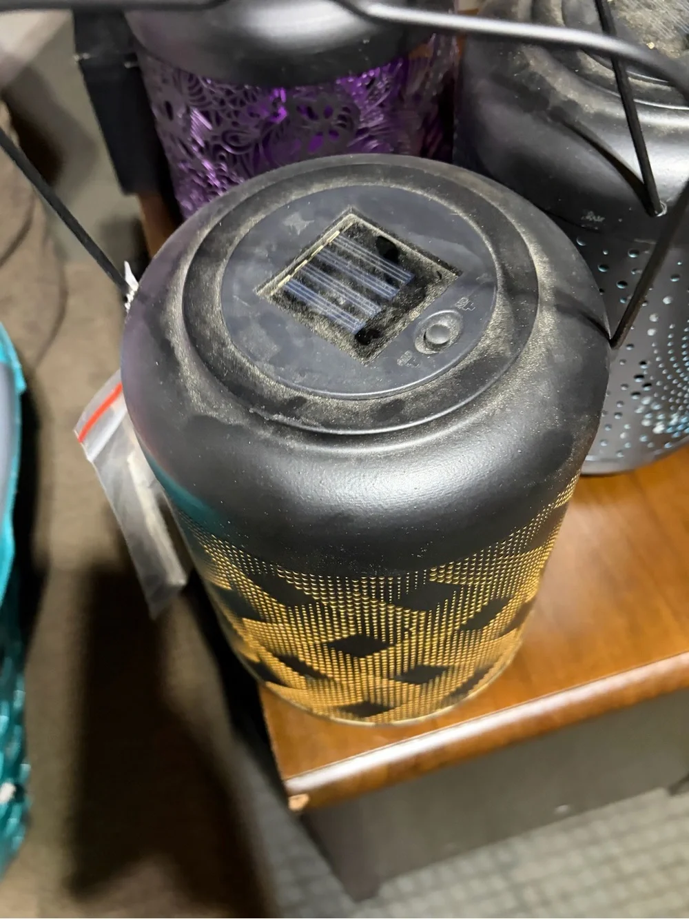Decorative Black and Gold Metal Lantern - Home Accents